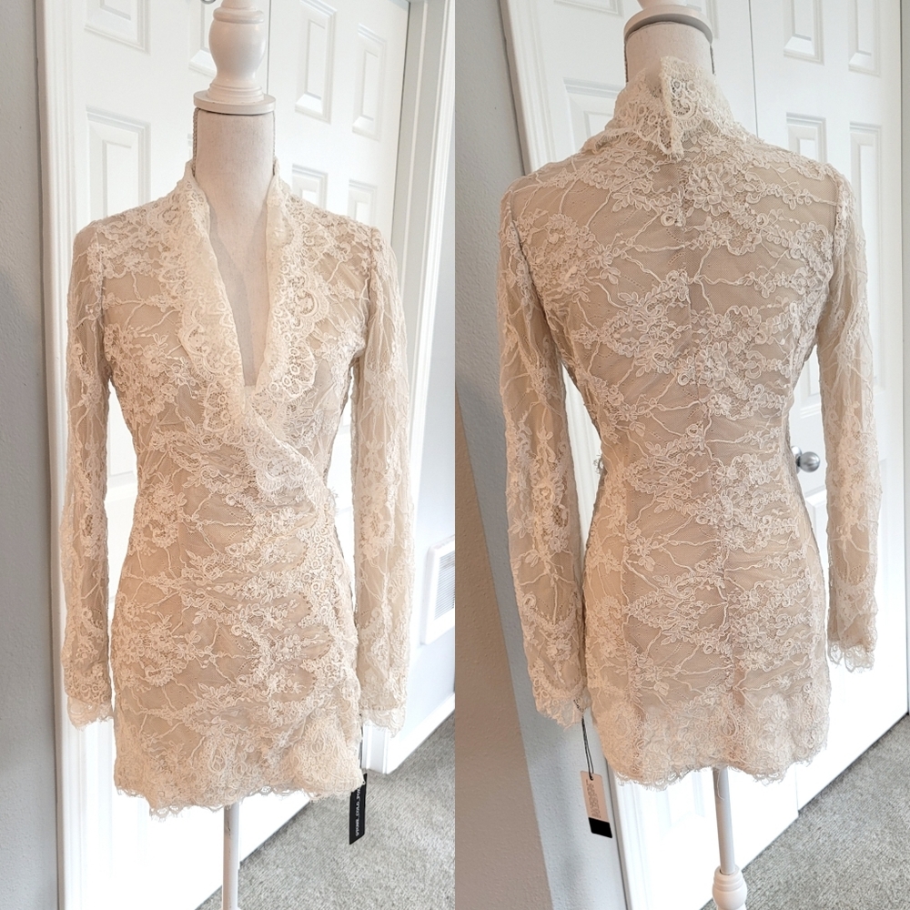 Nwt COLD STONE FOX lace micro mini wrap Dress M/L